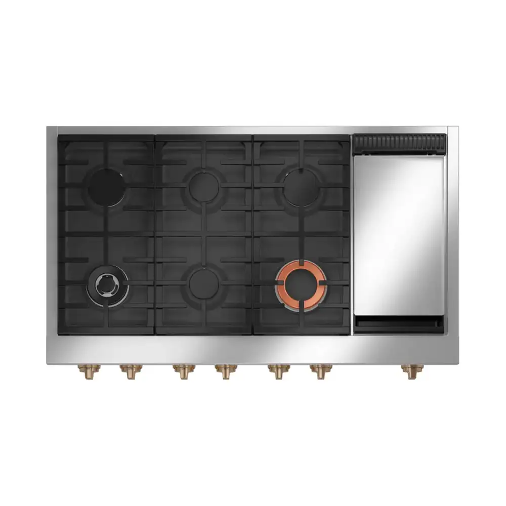G.E. – ESTUFA GAS 48″ 6Q PLANCHA GE CAFE 1AÑO – CGU486P4TW2US