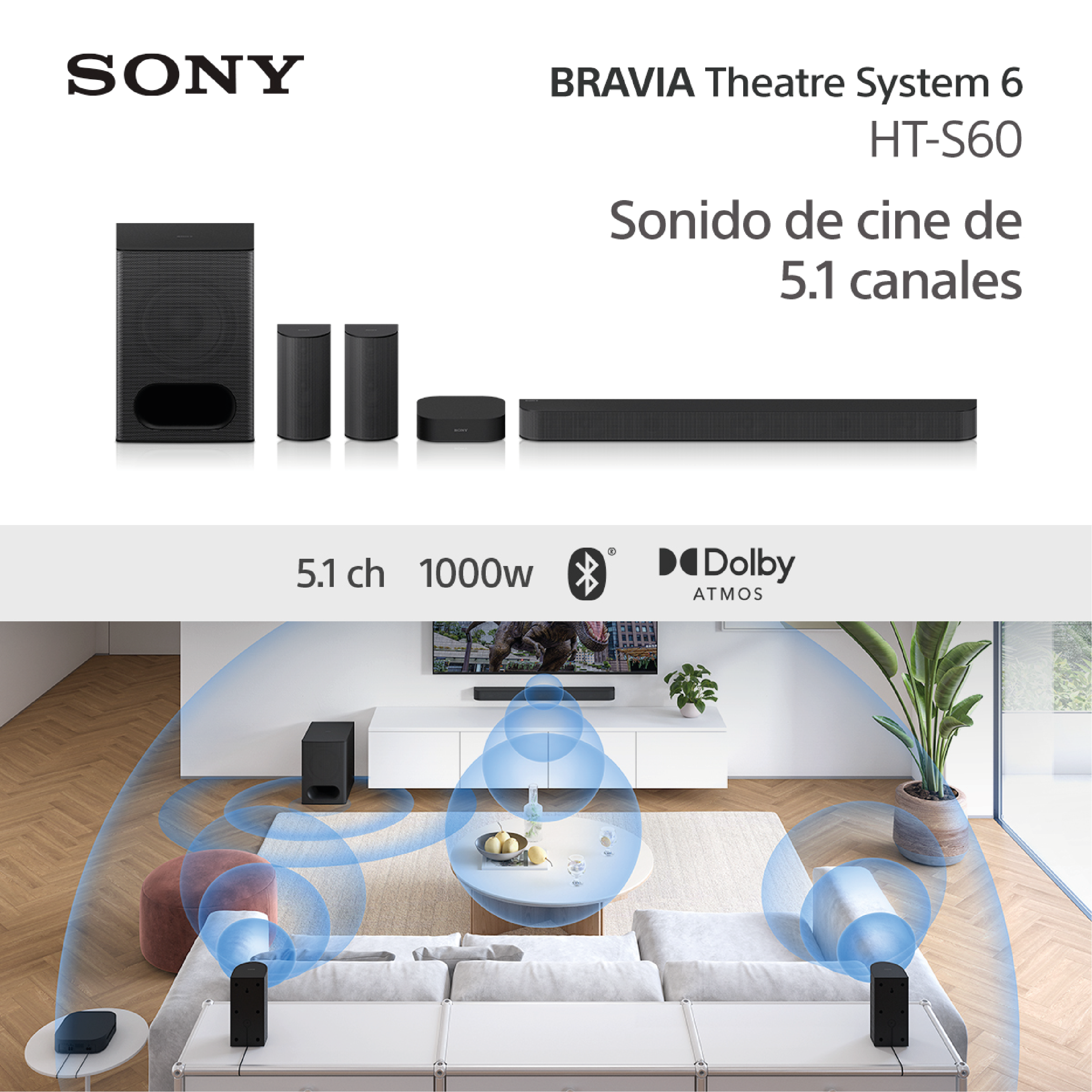 SONY – BARRA DE SONIDO 5.1 DOLBY ATMOS – HT-S60//Z
