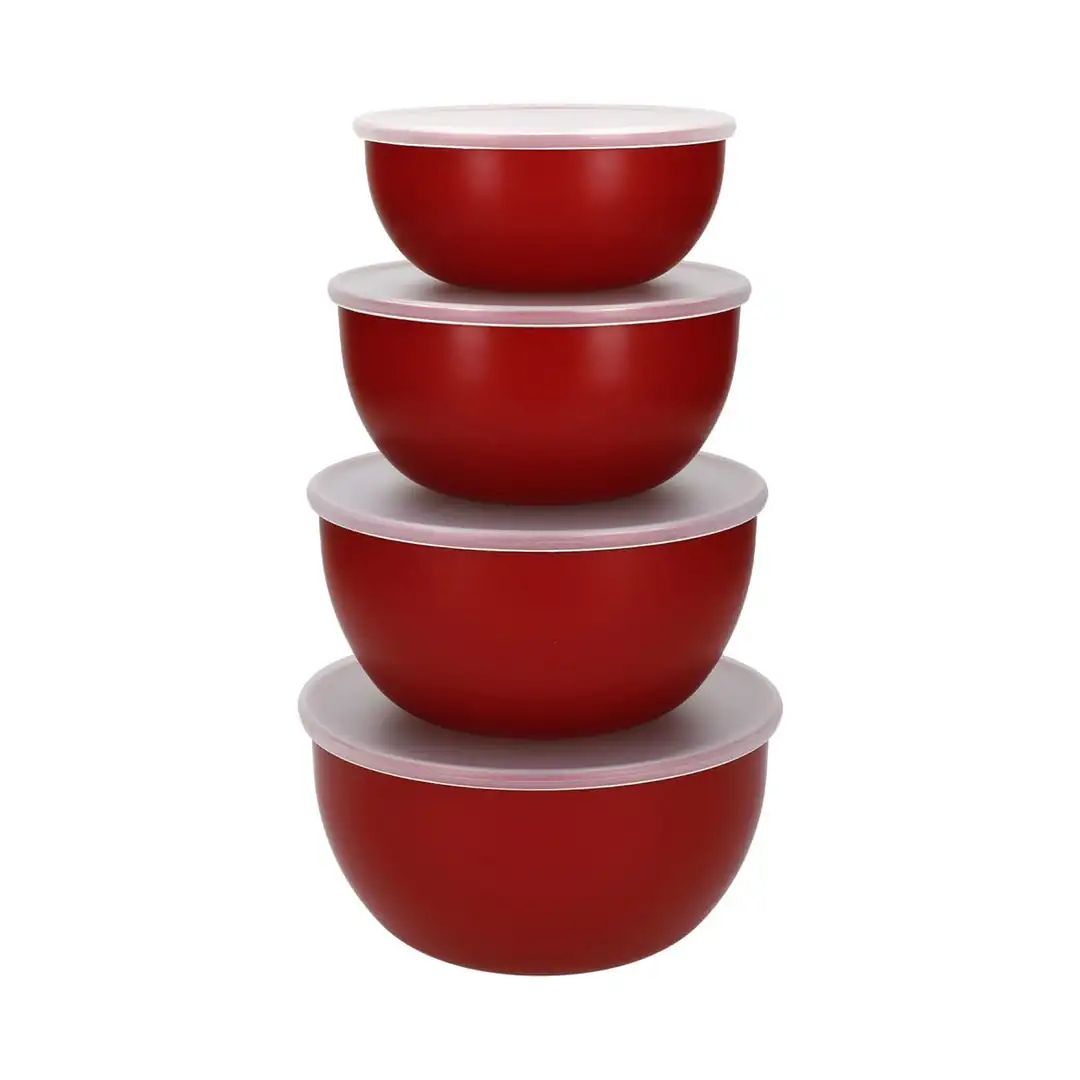 KitchenAid – Set 4 Tazones con Tapa Rojo – KQG176OSERE