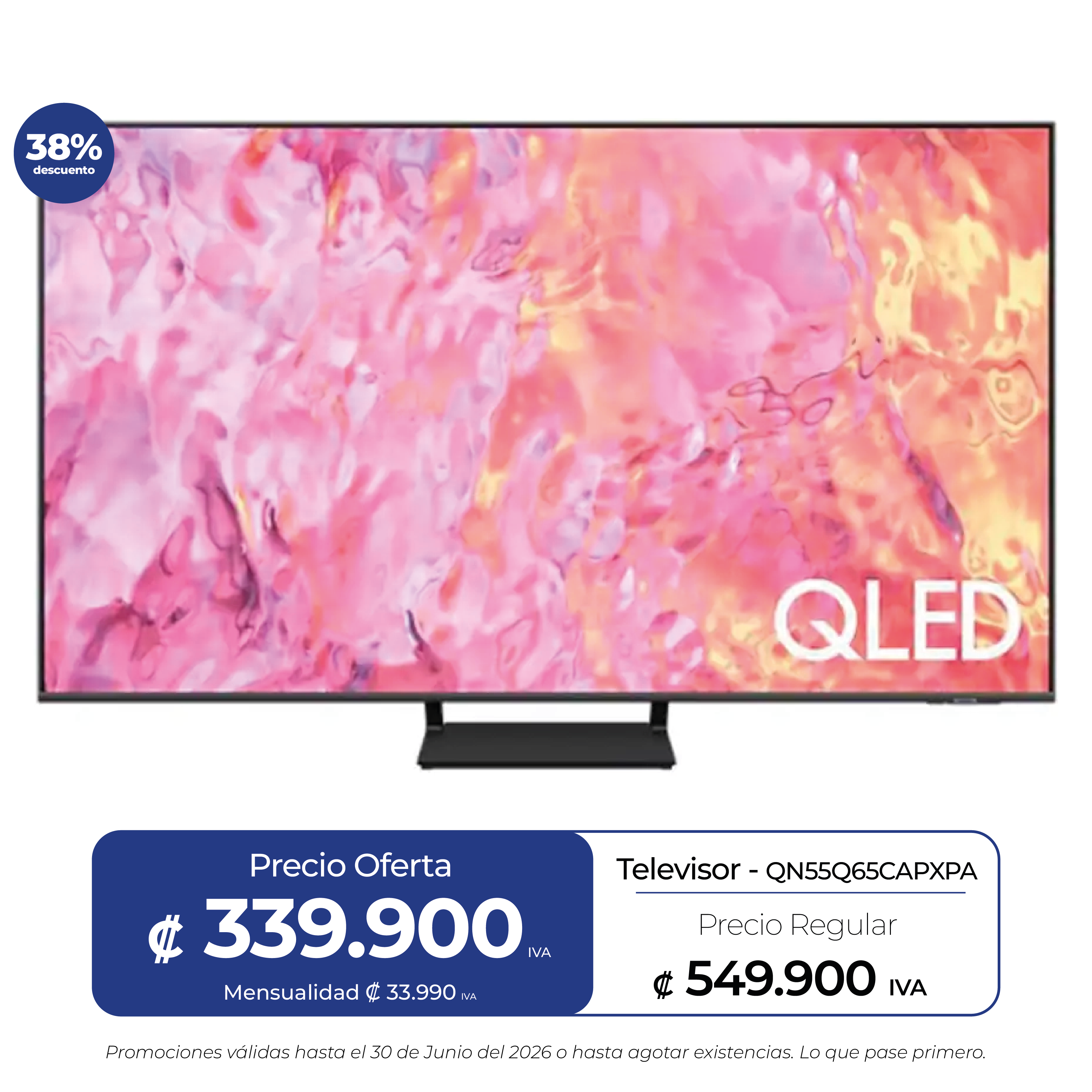 Samsung – Pantalla 55″ 4K Smart TV -QN55Q65CAPXPA
