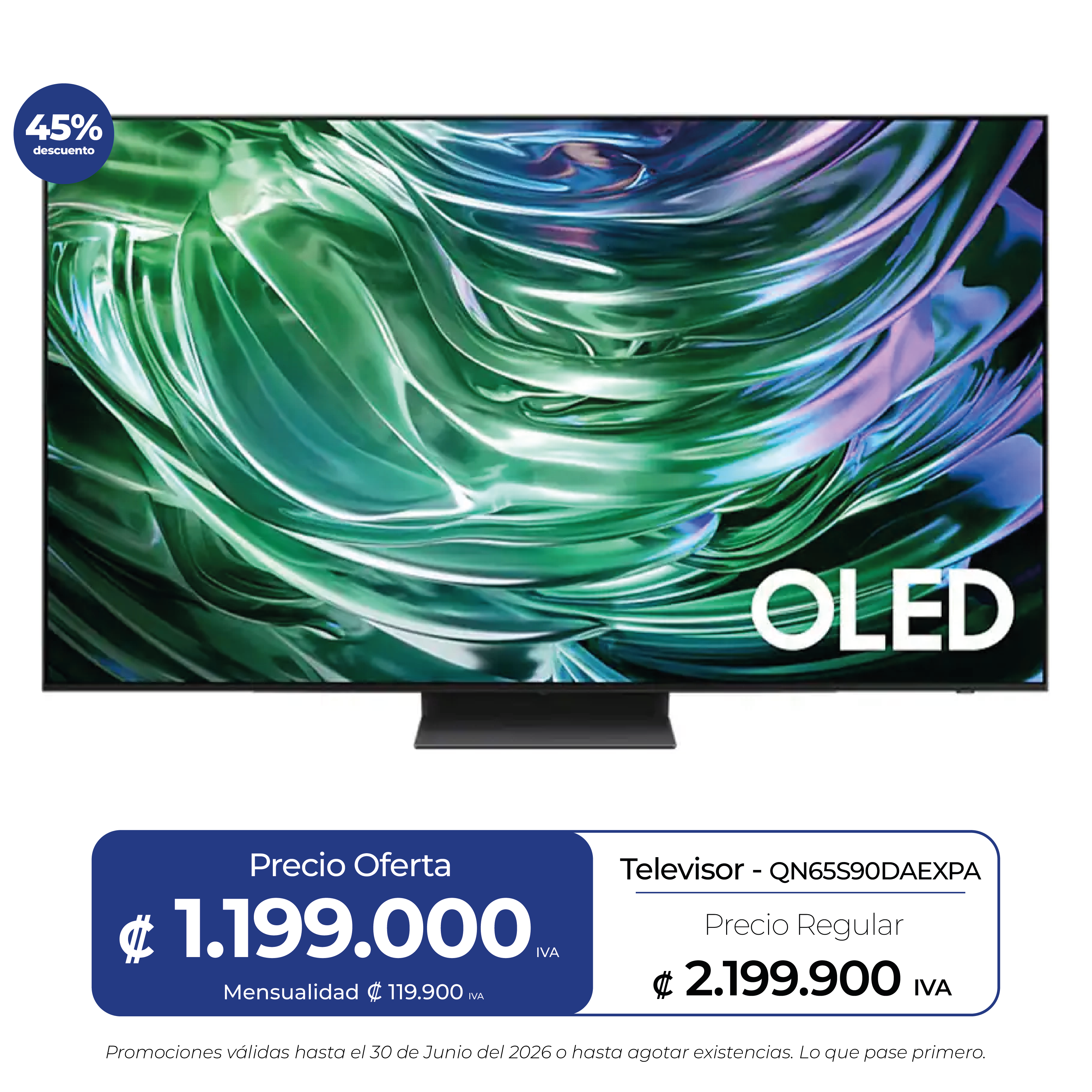 Samsung – Pantalla 65″ 4K S95B Smart TV – QN65S90DAEXPA