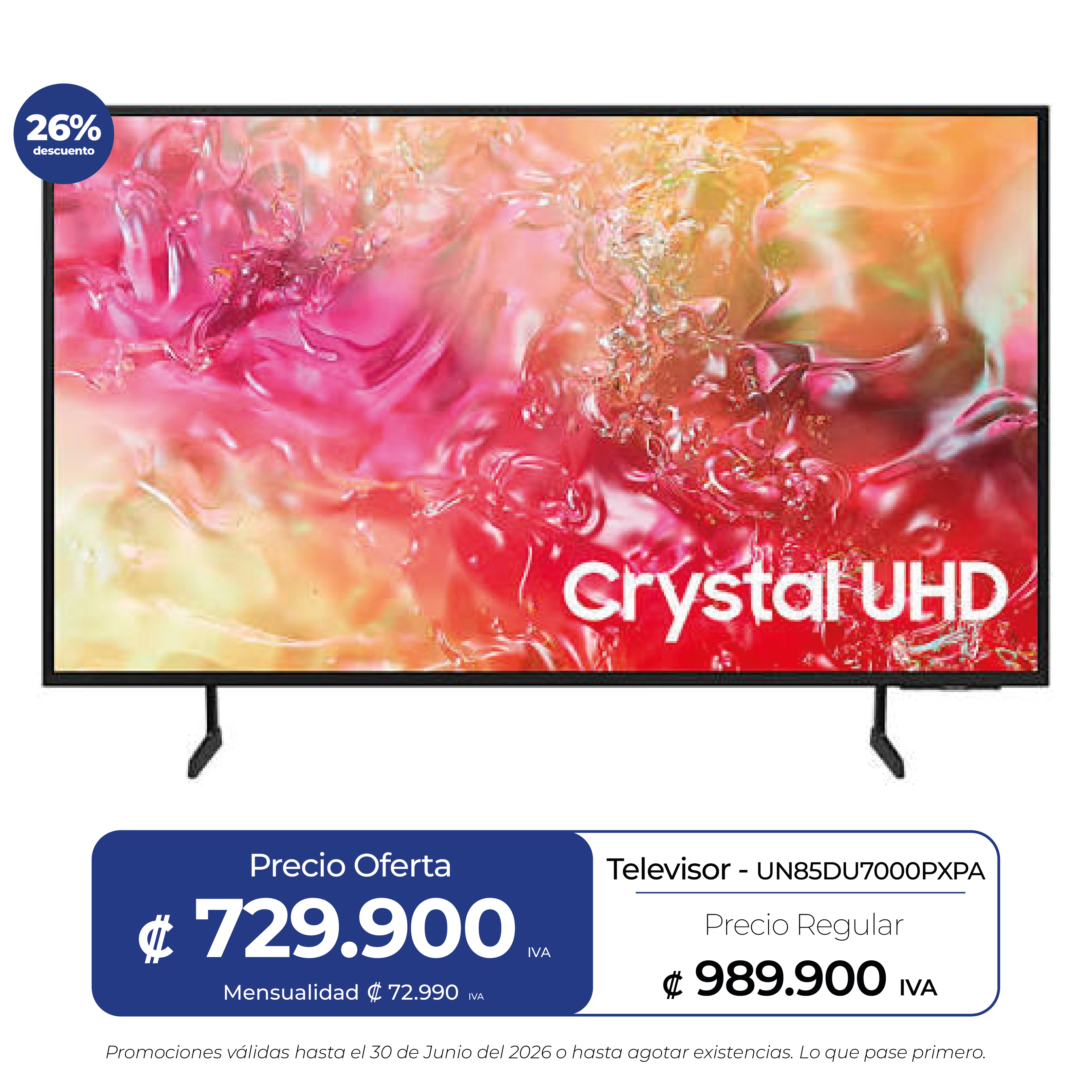 SAMSUNG – TELEVISOR LED 85 4K SAMSUNG 2A – UN85DU7000PXPA